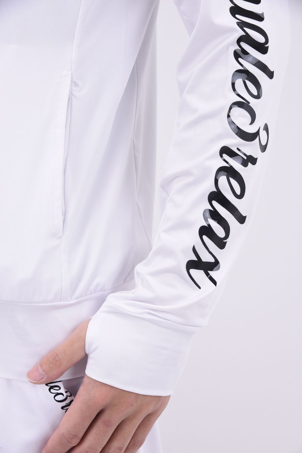 RASHGUARD SLEEVE LOGO HOODIE / ラッシュガード スリーブロゴ ジップアップフーディー ホワイト (3月~4月頃入荷予定)