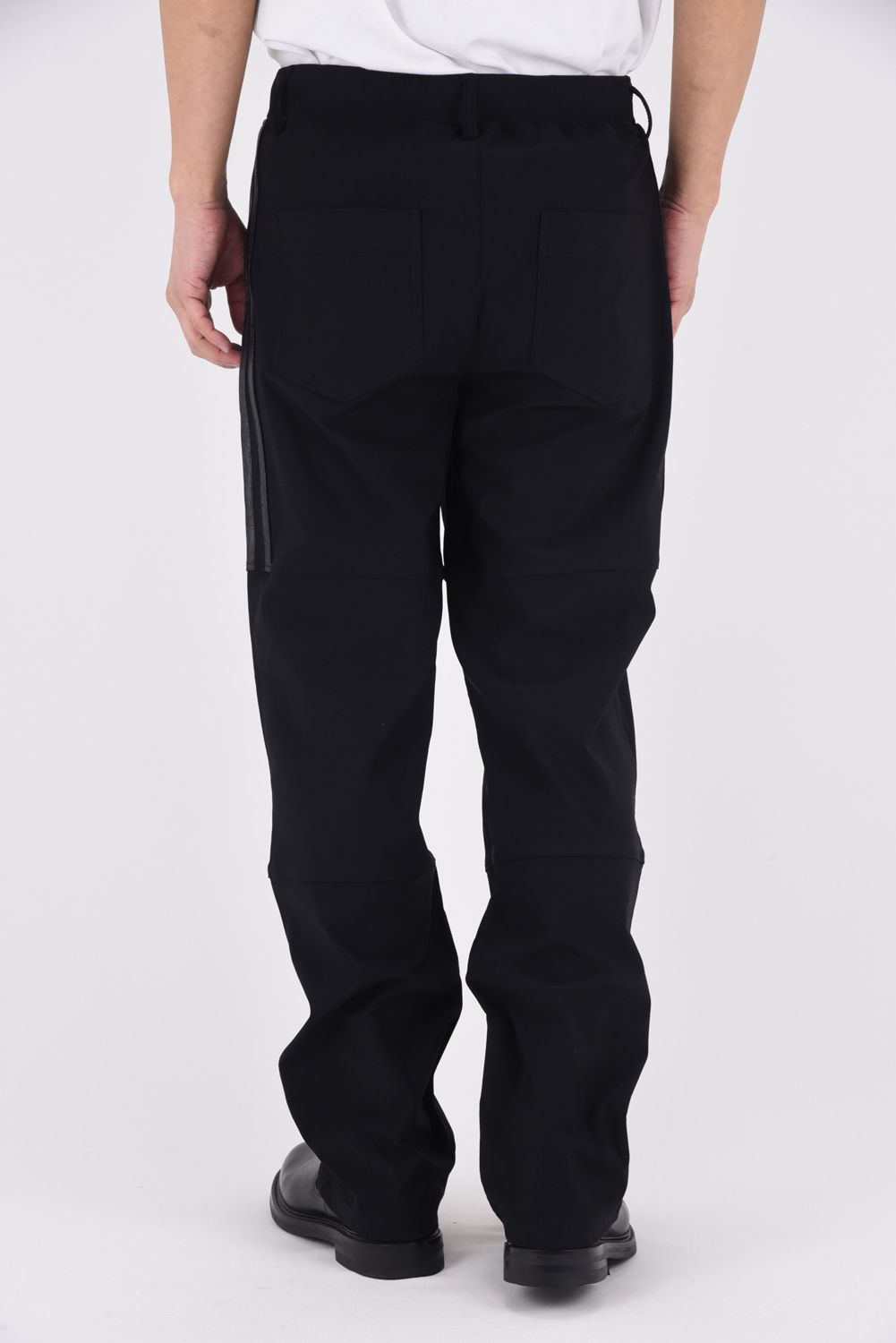 【26SS 39th】 Johnson LINE WIDE PT / 360°ストレッチ ワイドシルエット ジョンソンラインパンツ (ブラック/ブラック)