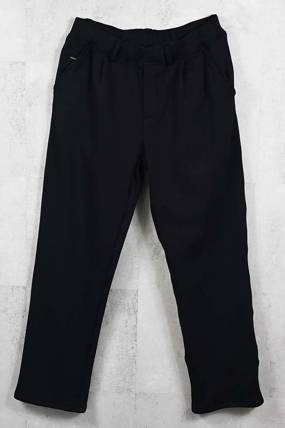 VELOURS FLEECE WIDE TUCK PANTS / 裏起毛 ベロアフリース セミワイド ワンタック イージーパンツ (ブラック) (11月中旬入荷予定) ※オーダー締切：9月1日(月)18:00