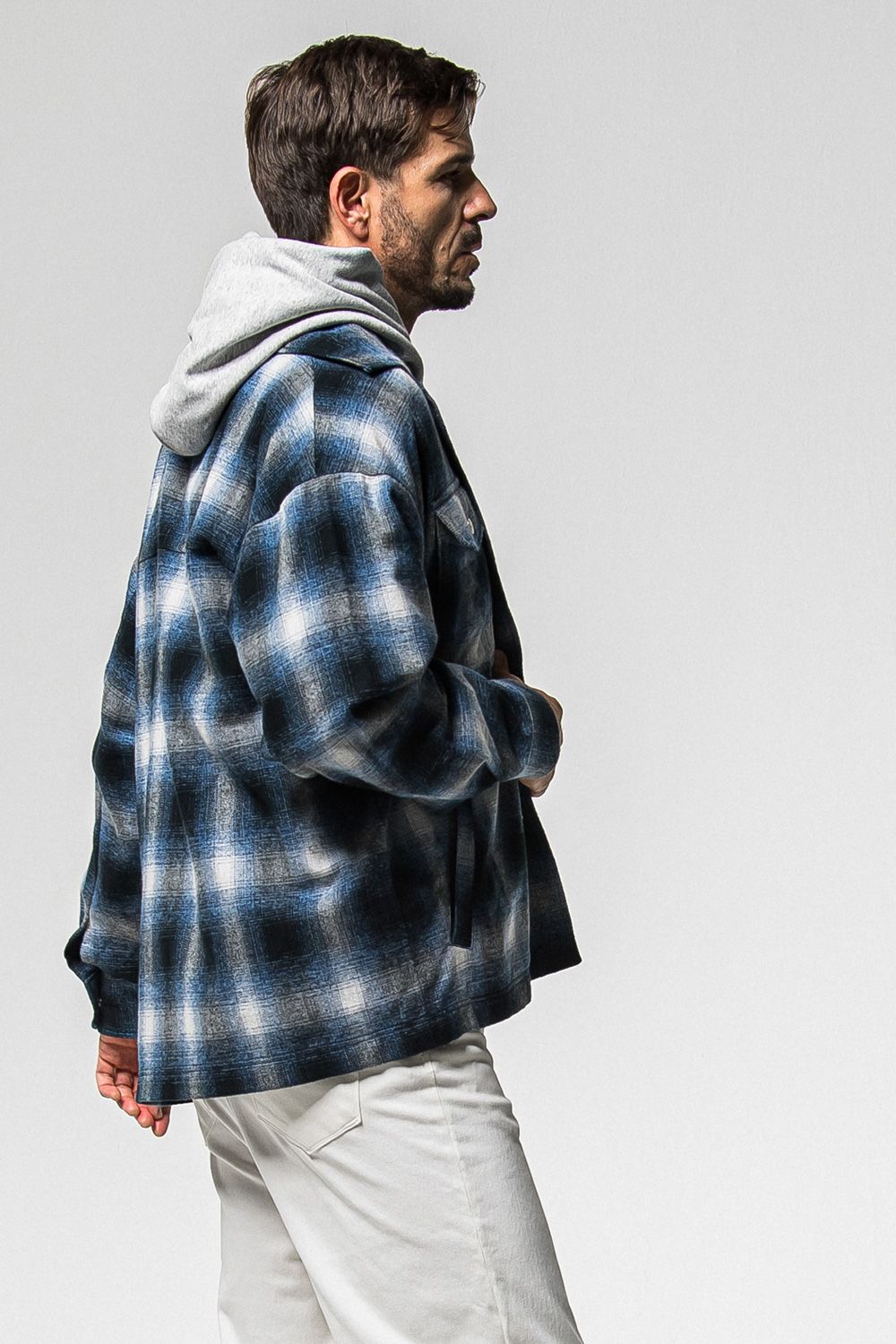 FLANNEL CHECK JK / フランネル チェック ジャケット (ブルー) (10月中旬入荷予定) ※オーダー締切：9月1日(月)18:00