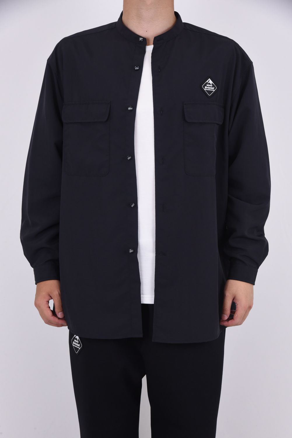 【WM / F.C.Real Bristol】 STAND COLLAR SHIRT / ブリストル スタンドカラーシャツ ブラック