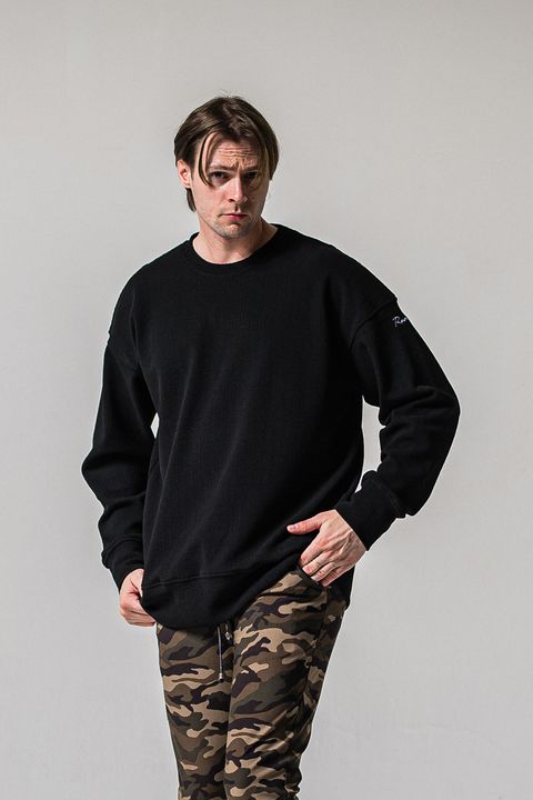 【26SS 39th】 BLISTER TRAINER / オーバーサイズ ブリスターニットトレーナー (ブラック)