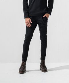 CHRIS EASY HEAT TUCK PANTS / 【定番商品】 ナイロンストレッチ 裏起毛 スラックスイージータックパンツ (ブラック) (10月下旬入荷予定) ※オーダー締切:9月7日(月)17時