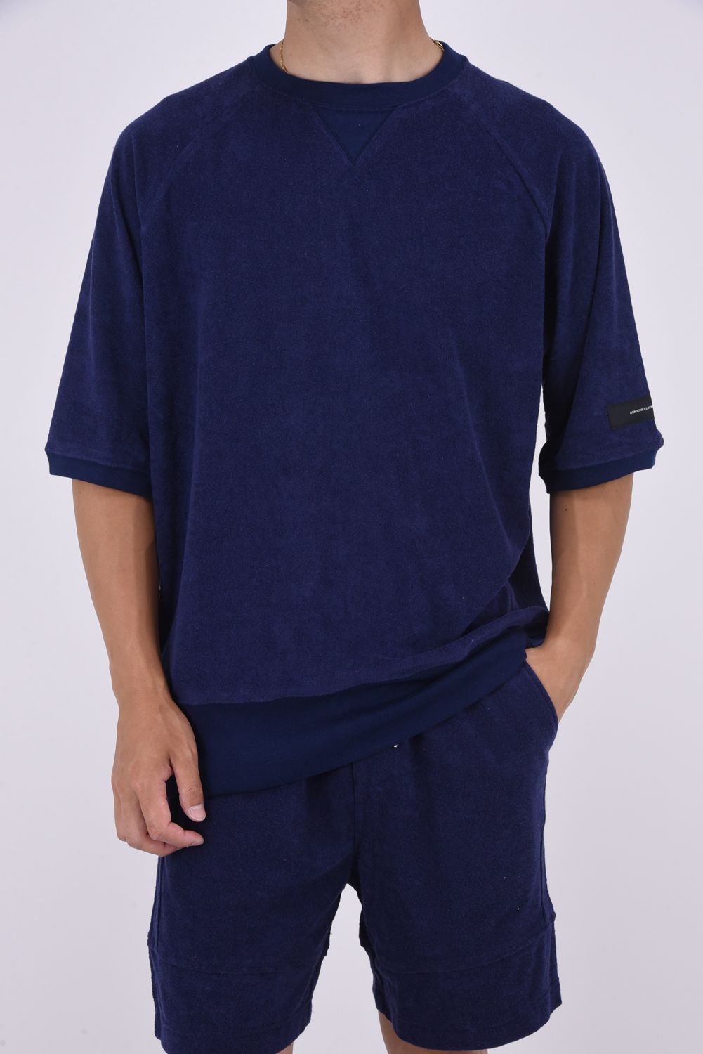PILE HALF SLEAVE / パイル素材 オーバーサイズTシャツ ネイビー