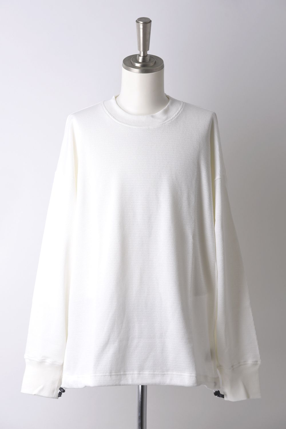 【gossip 20th別注アイテム】 DRAWSTRING THERMAL LOOSE CUTSEW / ドローストリング 特注サーマル ロングスリーブTシャツ  (ホワイト)