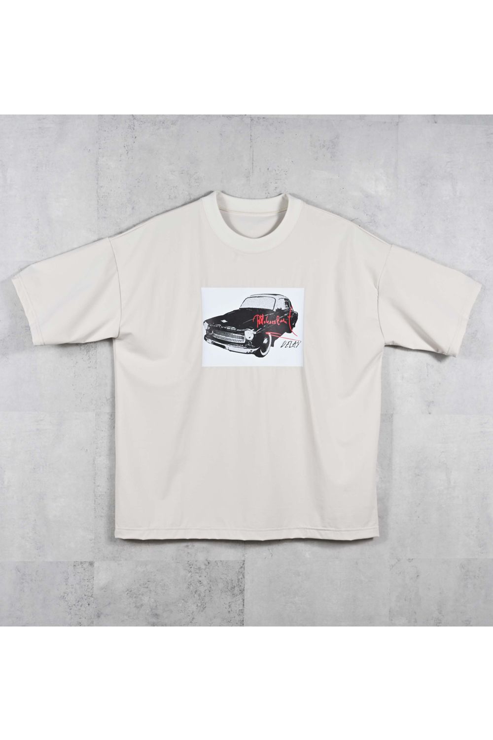 CAR OVERNYLON T / ナイロントリコット フォトプリント オーバーサイズ Tシャツ (グレージュ) (4月上旬入荷予定) ※オーダー締切12/13(土)17:00