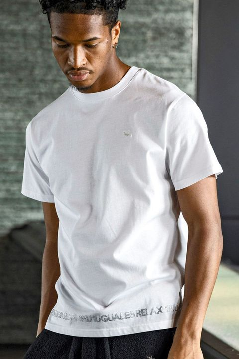 【25AW】 RHINESTONE HEM T-SHIRT / ラインストーン ヘムシルケット Tシャツ (ホワイト)