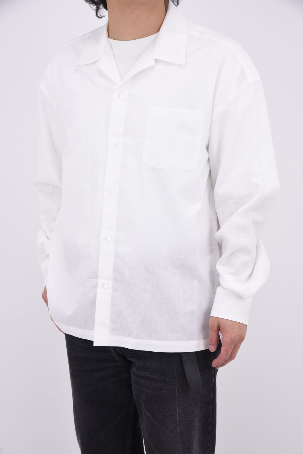 ZACK SHIRTS / Aラインシルエット オープンカラーシャツ ホワイト