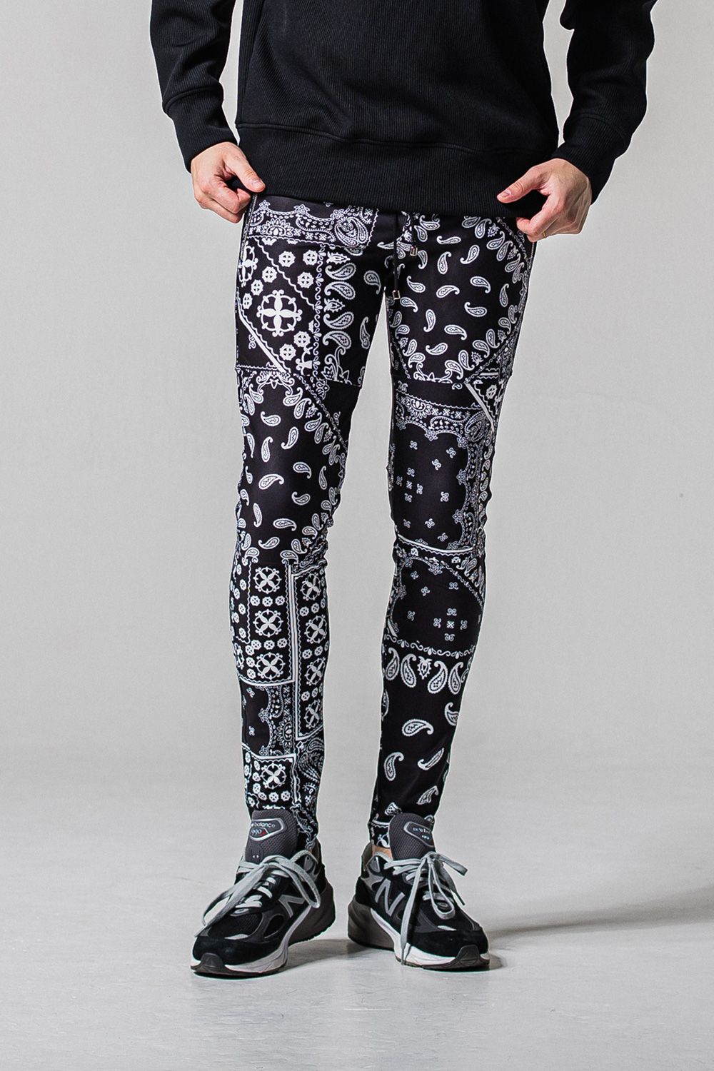 Johnson LINE PT / 360°ストレッチ バンダナ柄 ジョンソンラインパンツ (ブラック) (3月上旬入荷予定)