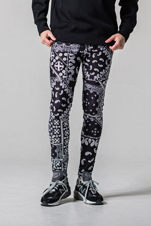 Johnson LINE PT / 360°ストレッチ バンダナ柄 ジョンソンラインパンツ (ブラック)