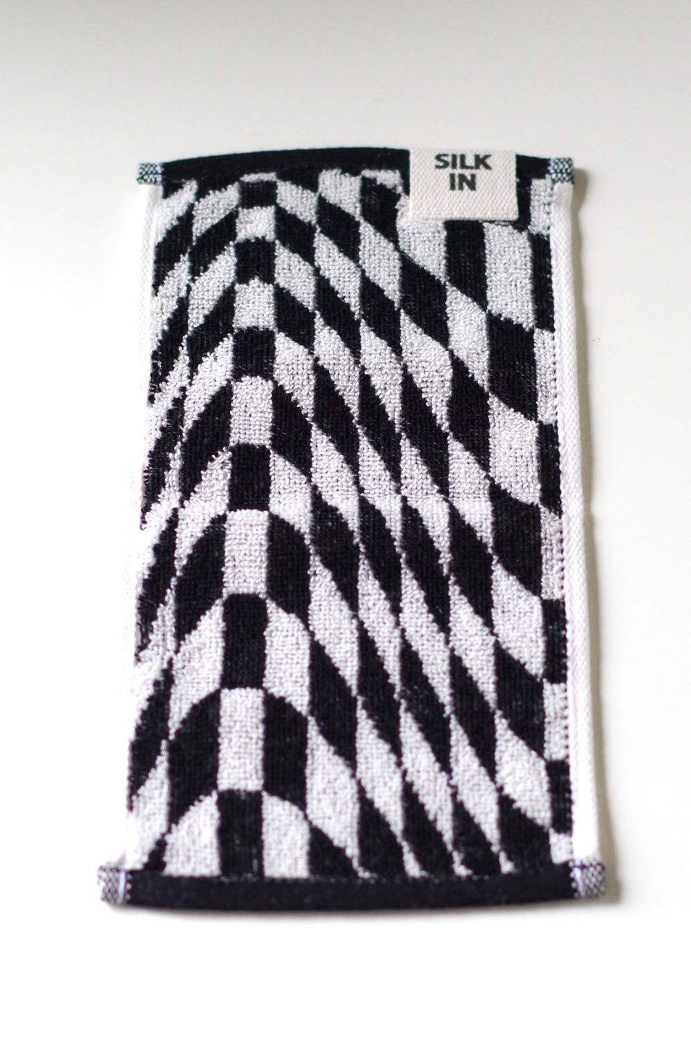 Check Mini Towel / シルク混 チェック ミニタオル (ブラック)