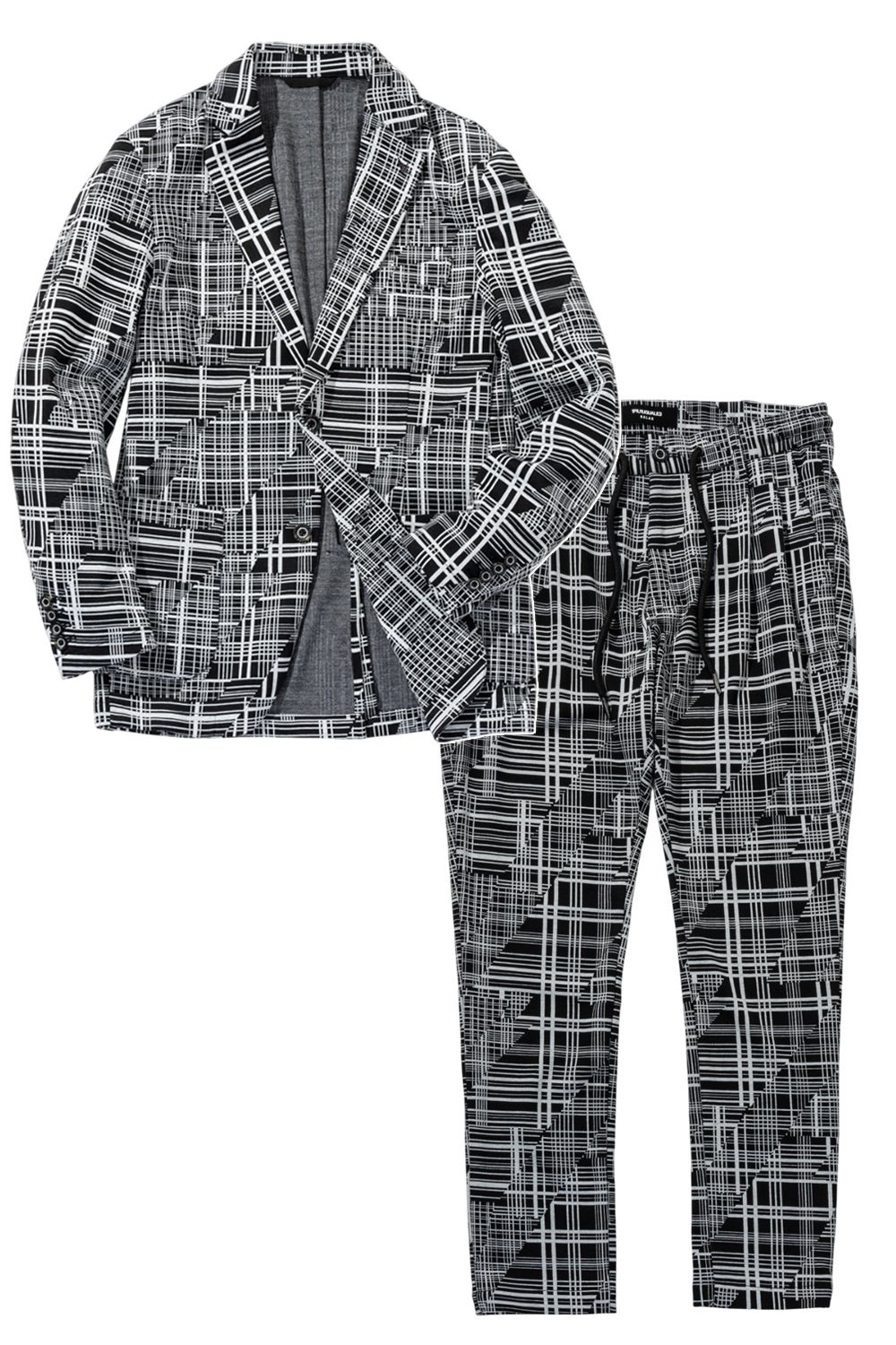 【26SS】【セットアップ】 GEOMETRIC CLASSIC JACQUARD JACKET & SLACKS / ジオメトリック総柄 テーラードシングルジャケット&イージースラックス (ブラック) (2月上旬入荷予定)