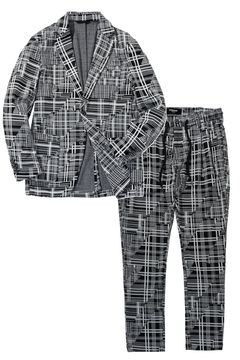 【26SS】【セットアップ】 GEOMETRIC CLASSIC JACQUARD JACKET & SLACKS / ジオメトリック総柄 テーラードシングルジャケット&イージースラックス (ブラック) (2月上旬入荷予定)