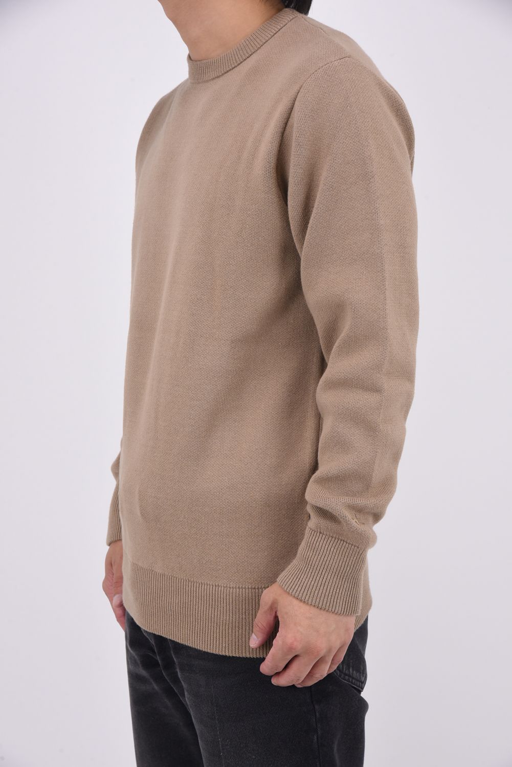 BIG PATCH BIG PIS NAME CREW NECK KNIT / ビッグパッチ ピスネーム クルーネックニット (ベージュ)
