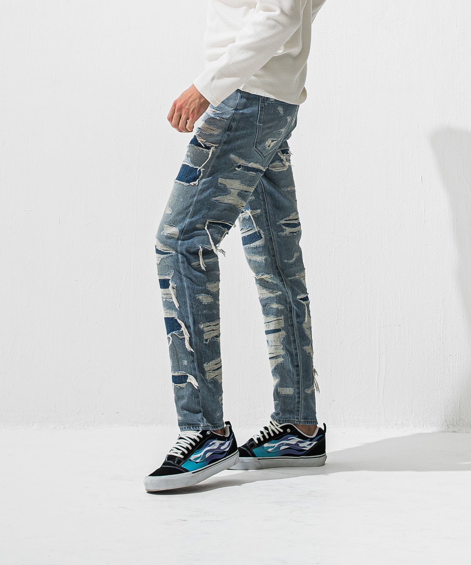 SCOTT JEANS / ライトオンス スペシャルクラッシュ ヴィンテージジーンズ (インディゴ) (12月中旬入荷予定) ※オーダー締切:9月7日(月)17時