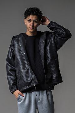 quilting coach hoodie / キルティング コーチジャケットパーカー ブラック (9月中旬入荷予定)