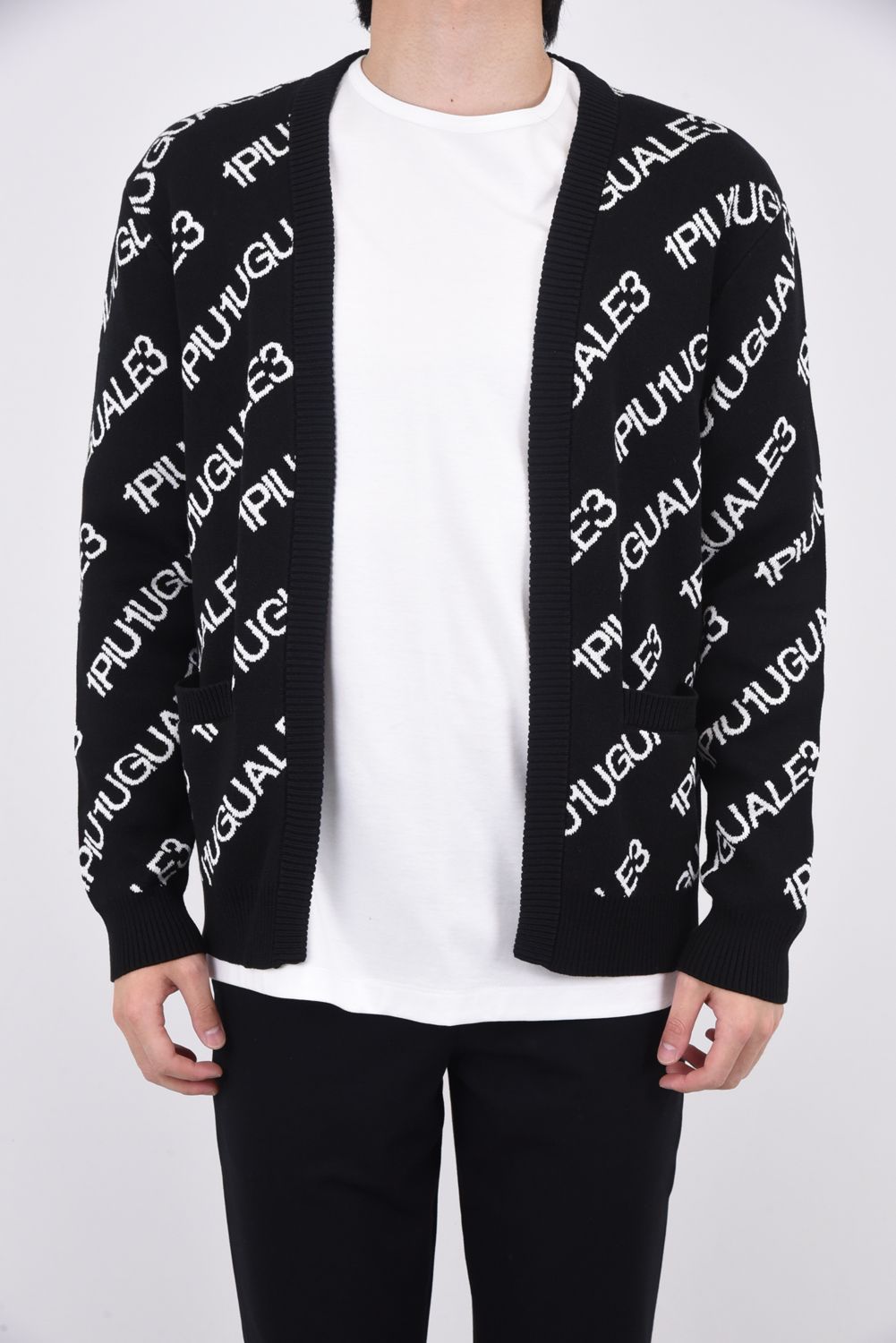 113 BUTTONLESS CARDIGAN / バイアスロゴ ボタンレス カーディガン ブラック