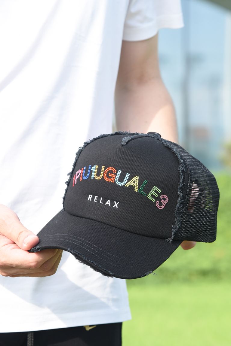 1piu1uguale3 Relax Colorfull Rhinestone Cap カラフルラインストーン メッシュキャップ ブラック Gossip