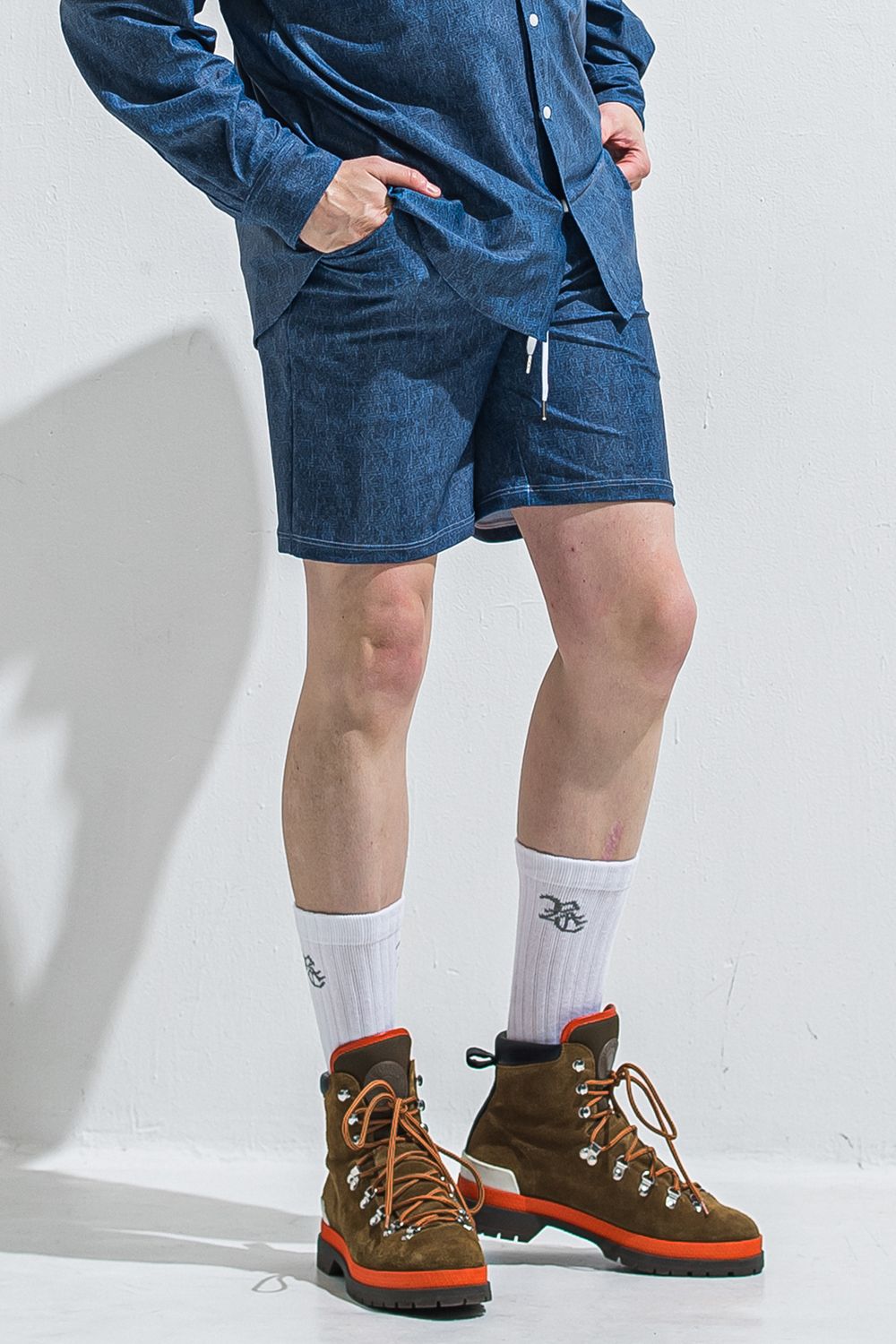 RUSH DENIM SHORTS / ラッシュガード デニムデザイン ショートパンツ (ダークインディゴ) (5月末入荷予定) ※オーダー締切:2月15日(日)18時