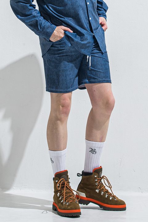 RUSH DENIM SHORTS / ラッシュガード デニムデザイン ショートパンツ (ダークインディゴ)