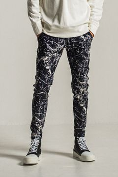 CHRIS EASY PANTS / 高機能 オリジナルペイント柄 スラックス イージーパンツ ペイントブラック