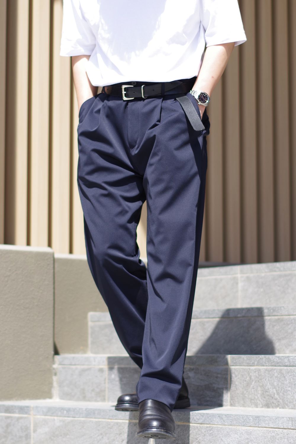 colon - 1OUT-PLEATS PANTS - STRETCH JERSEY / ポリエステル 