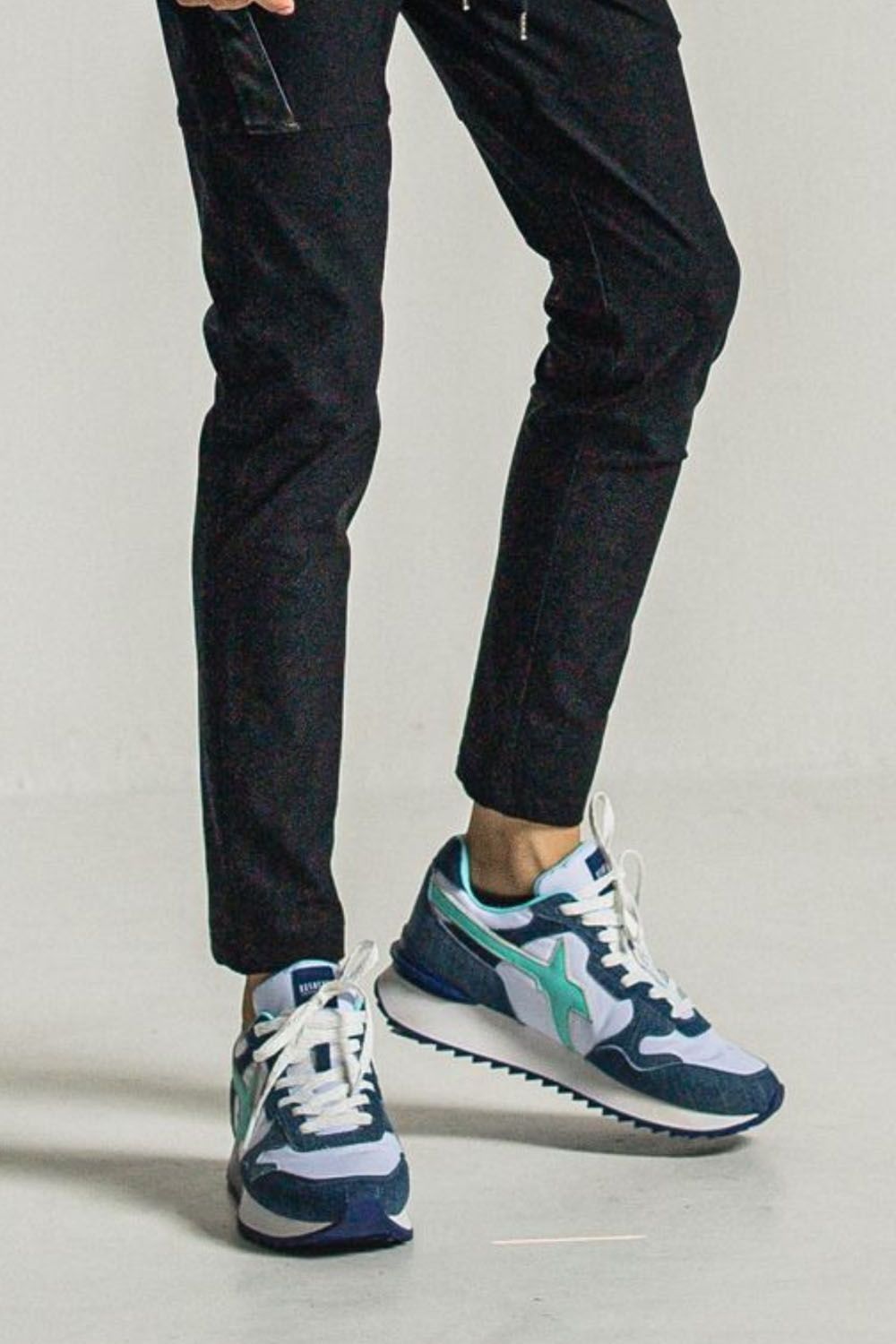 SNEAKER / W6YZ×RESOUNDCLOTHINGコラボ ローカットスニーカー インディゴブルーグリーン