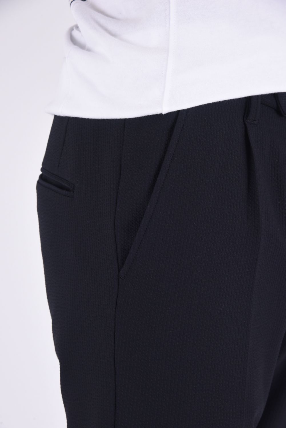 COMFY PANTS / ストレッチサッカー スラックス ブラック