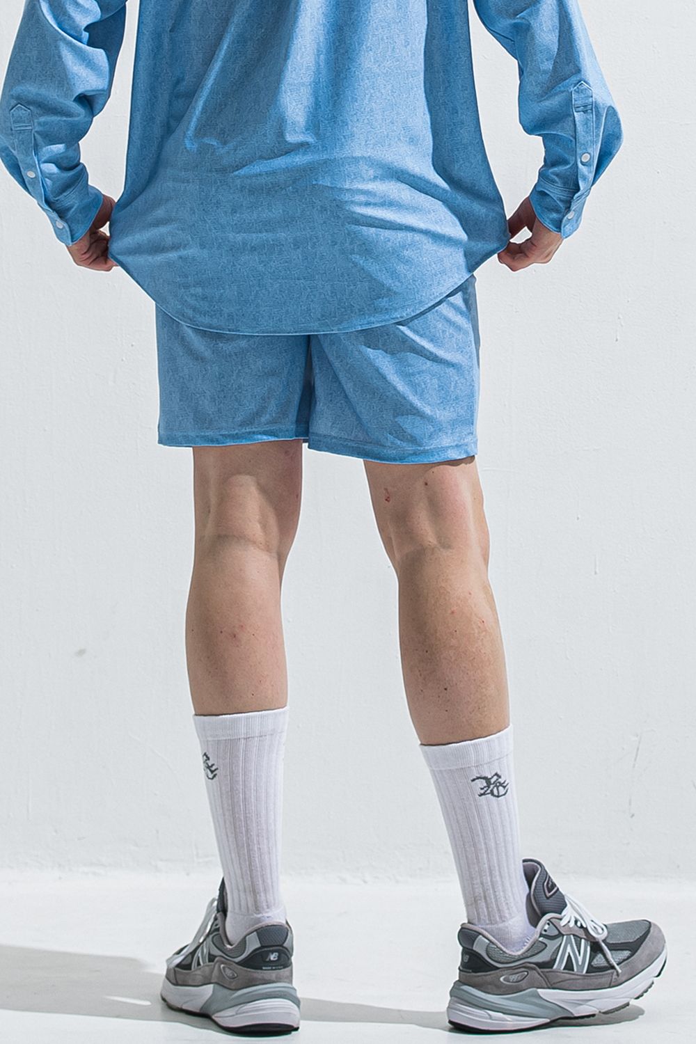 RUSH DENIM SHORTS / ラッシュガード デニムデザイン ショートパンツ (ライトインディゴ) (5月末入荷予定) ※オーダー締切:2月15日(日)18時