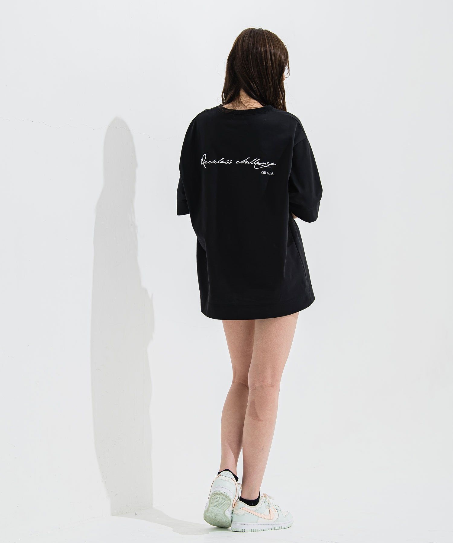 Reckless crew T / メッセージプリント 半袖Tシャツ ブラック