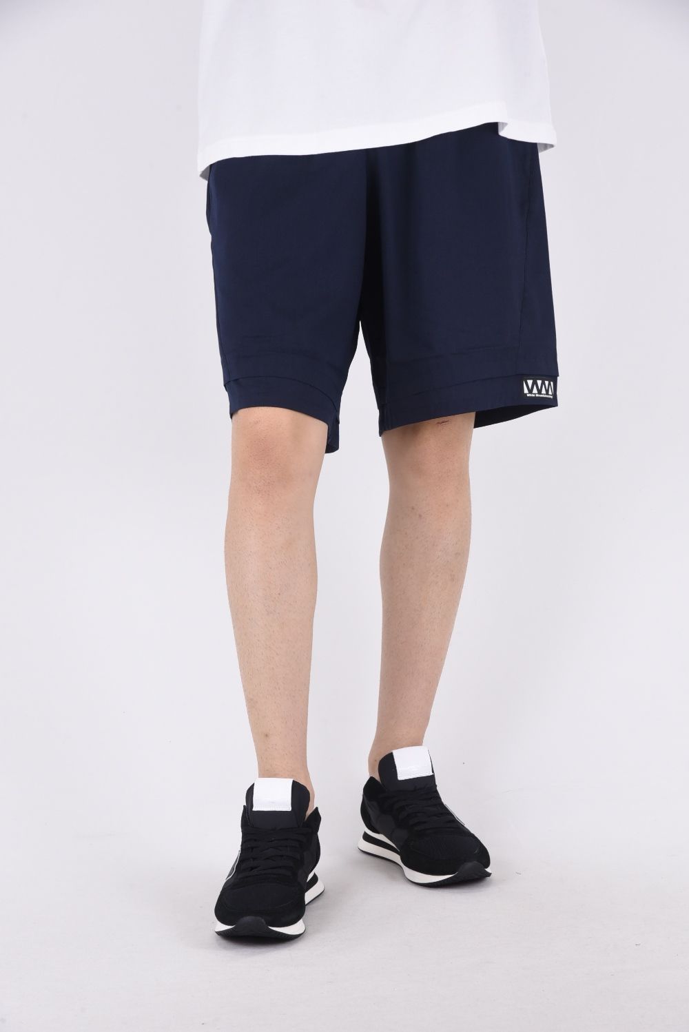 LAYERED EASY HALF PANTS / レイヤード イージー ワイドショーツ ネイビー