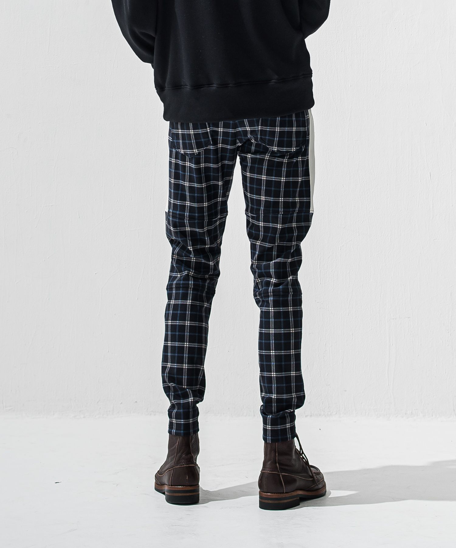 JT HEAT CHECK  PT / 裏起毛 ベロアフリース ワンタックラインパンツ (タータンブラック) (11月中旬入荷予定) ※オーダー締切:9月7日(月)17時
