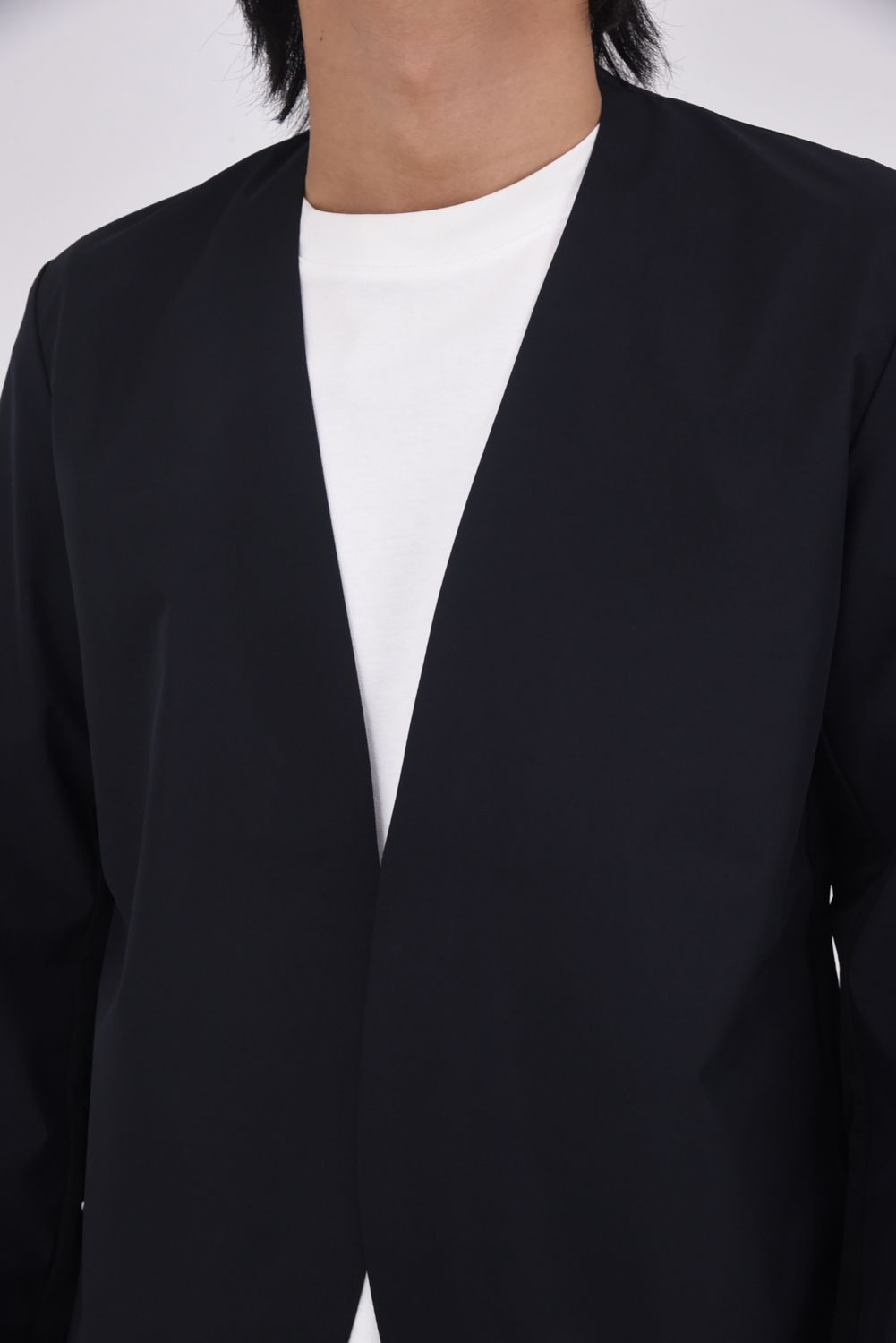 【+phenix】 NO COLLAR JACKET & SLACKS / WINDSTOPPER® PRODUCTS BY GORE-TEX LABS ノーカラージャケット&スラックスセットアップ (ブラック)