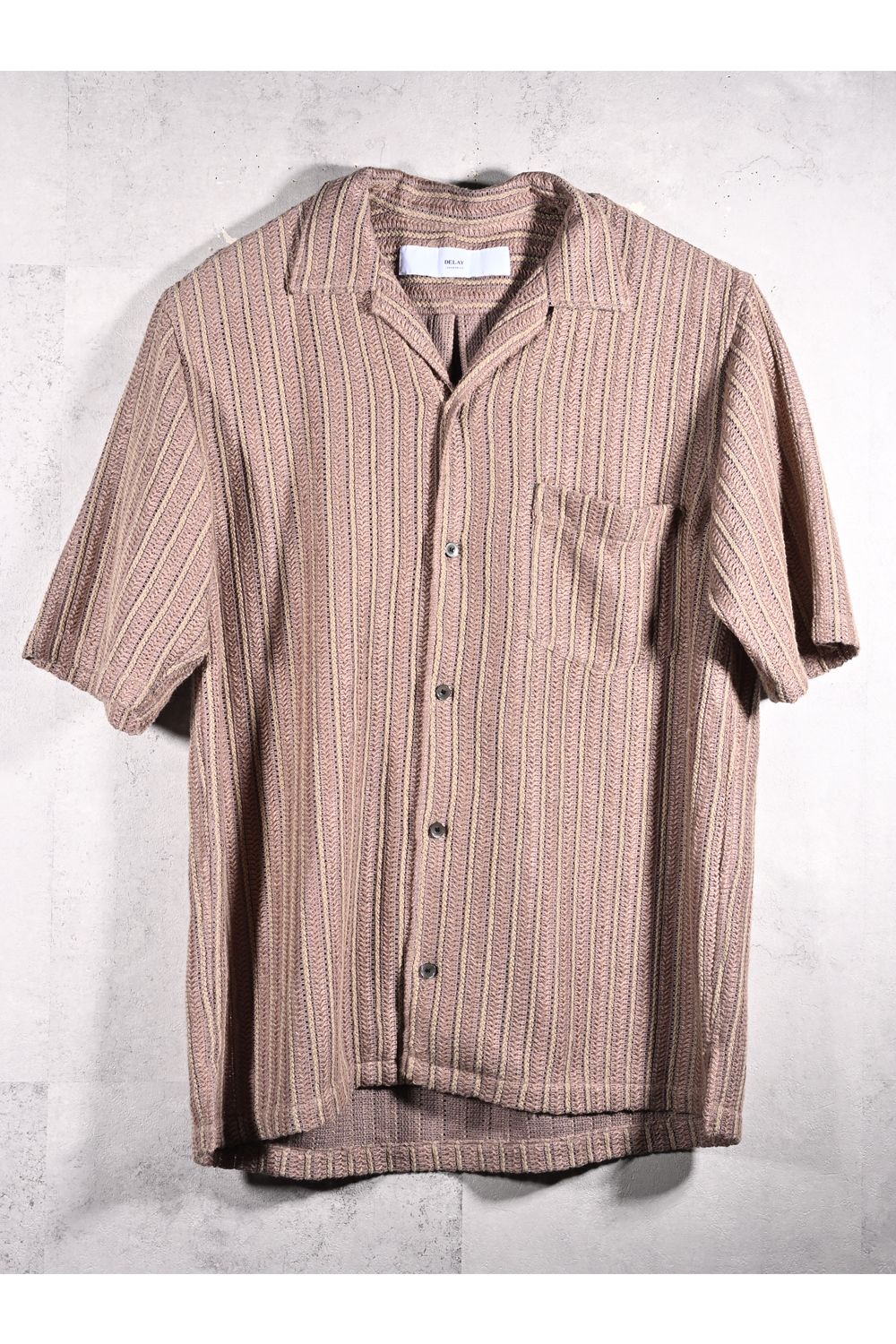 RUSSEL SHIRTS / リラックスシルエット ラッセル織り オープンカラーシャツ (ブラウン) (3月中旬入荷予定) ※オーダー締切12/13(土)17:00