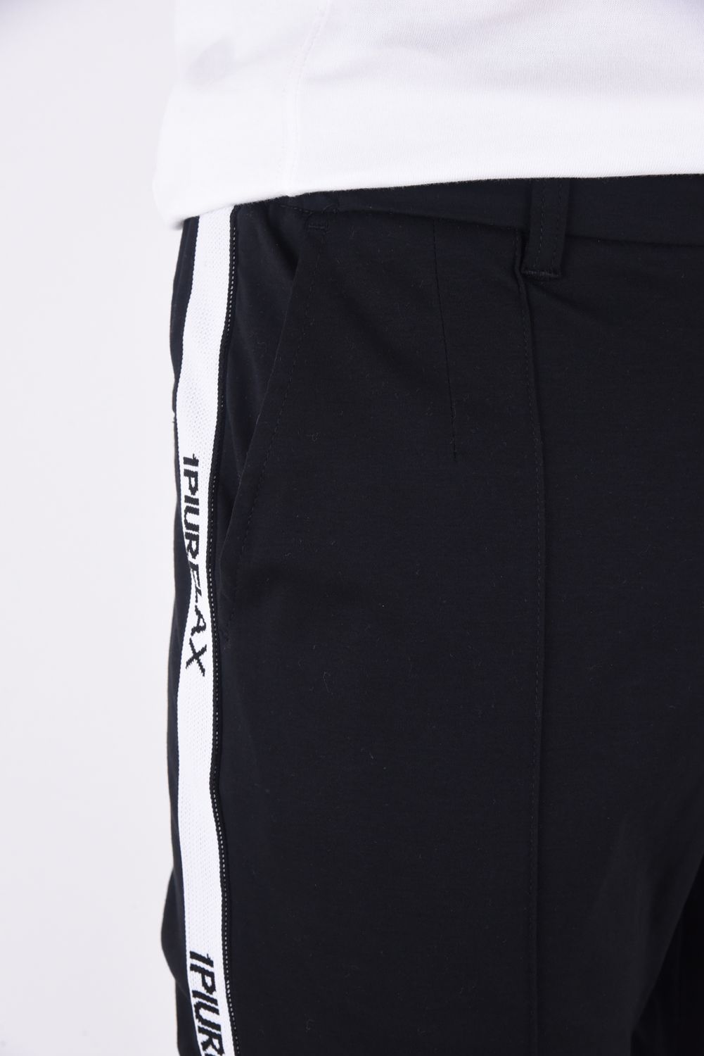 SILKET LINE SLACKS / サイドライン シルケットスラックス ブラック