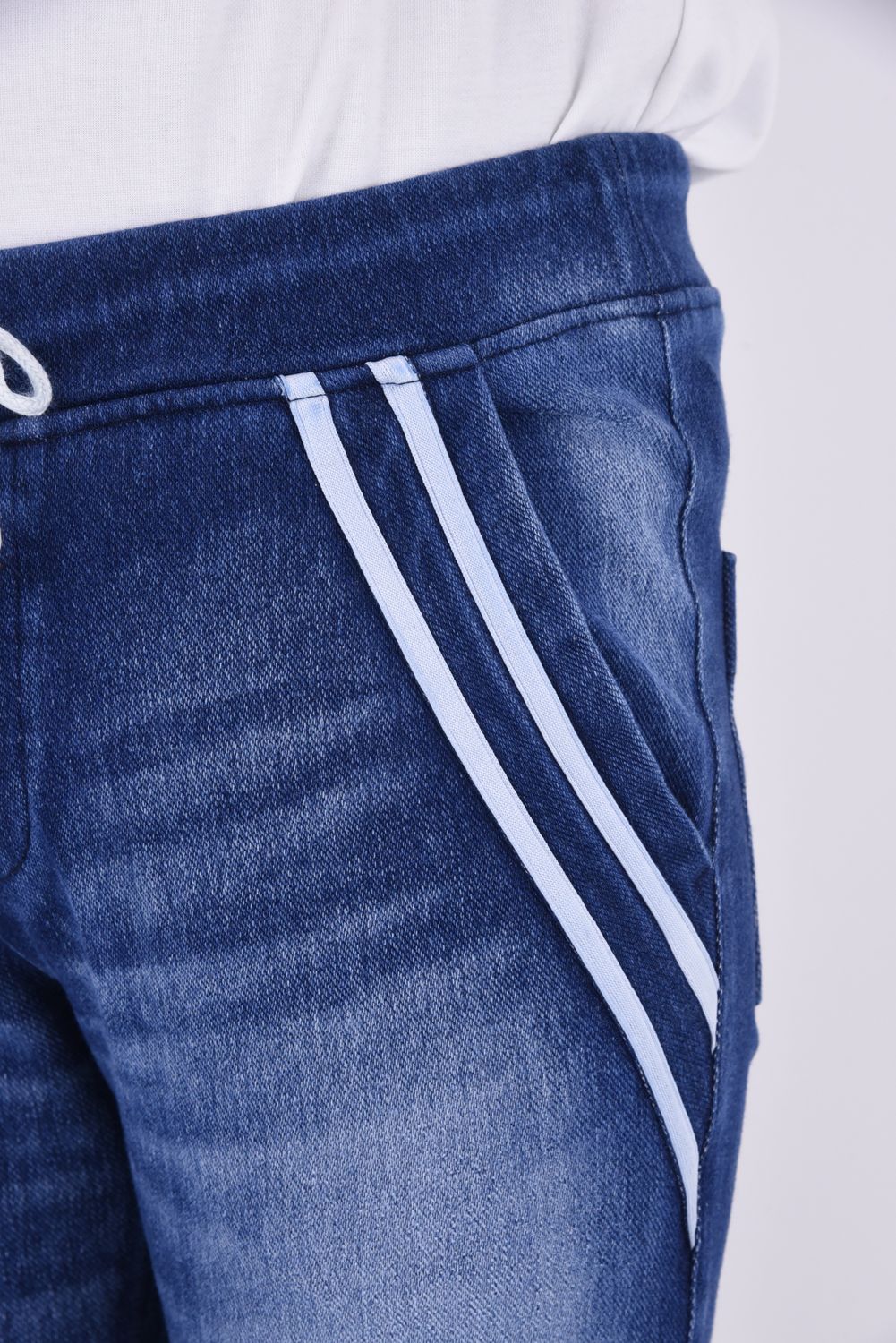 EX DENIM JERSEY EDGE PT / ダブルライン タイトテーパード デニムジャージ ダークインディゴ