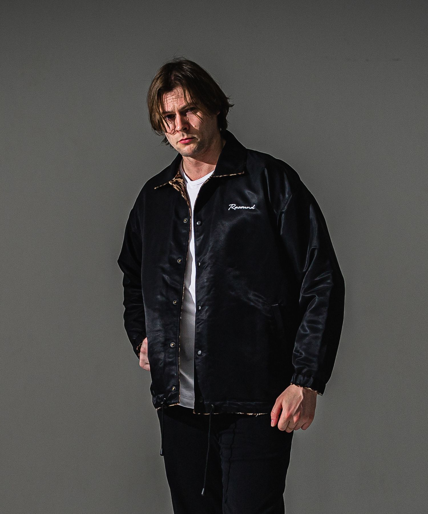 REV COACH JK / リバーシブル レオパード ナイロンコーチジャケット (ブラック) (9月末入荷予定) ※オーダー締切:5月23日(土)17時