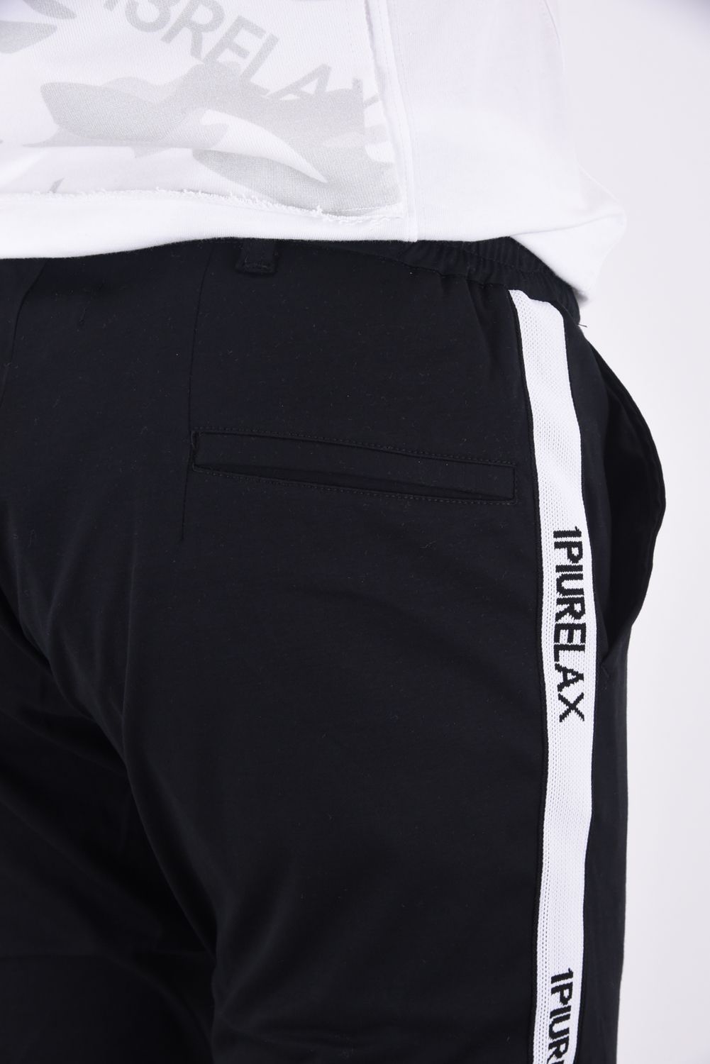 SILKET LINE SLACKS / サイドライン シルケットスラックス ブラック