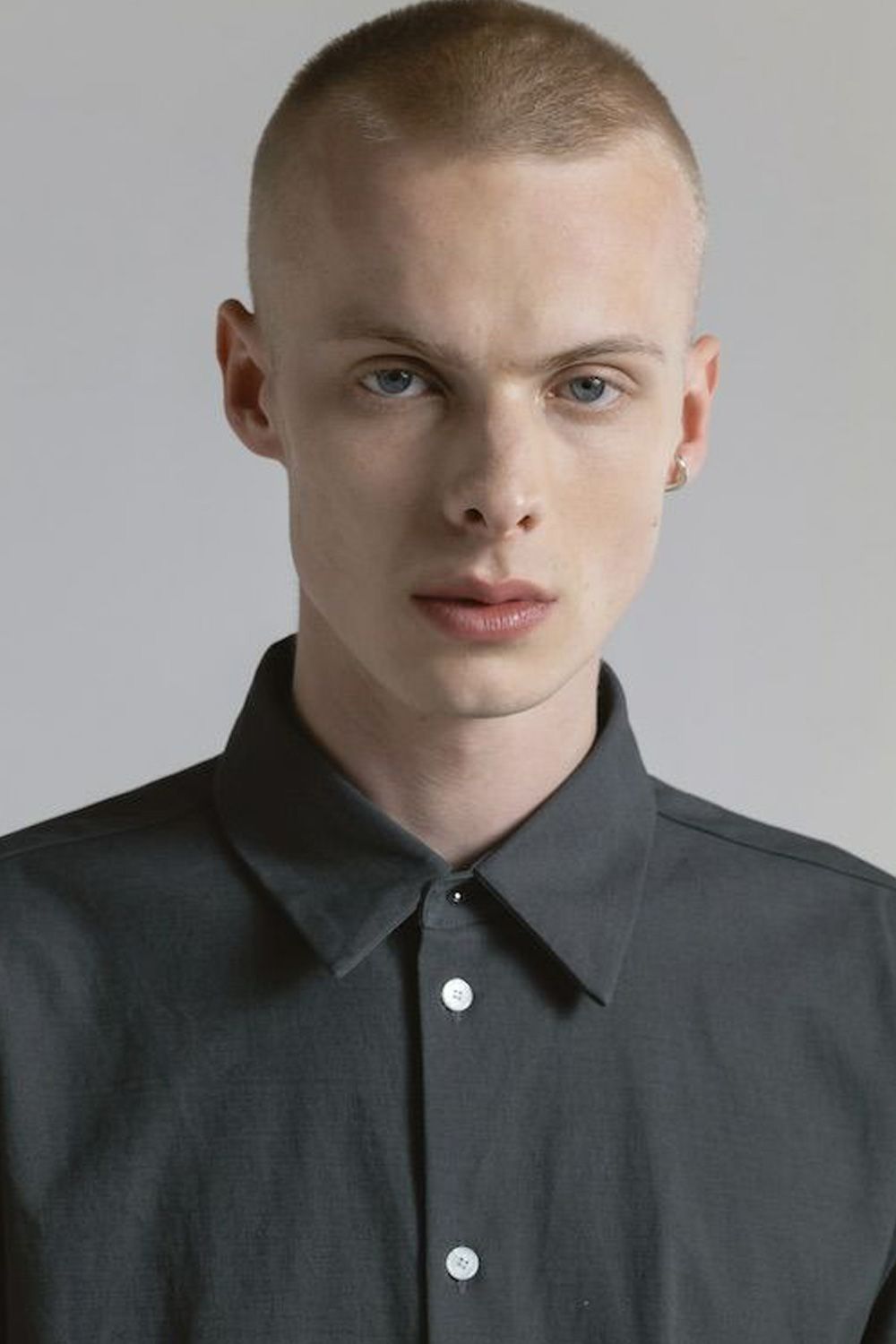 COTTON TWILL ELBOW PATCH DETAIL SHIRT / チャコールブラック