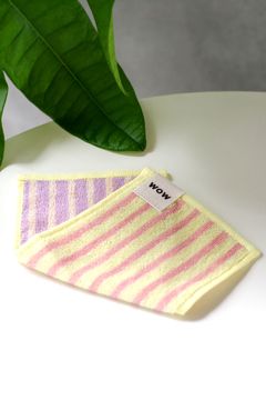 Stripe Mini Towel / シルク混 ストライプ ミニタオル (パープル)