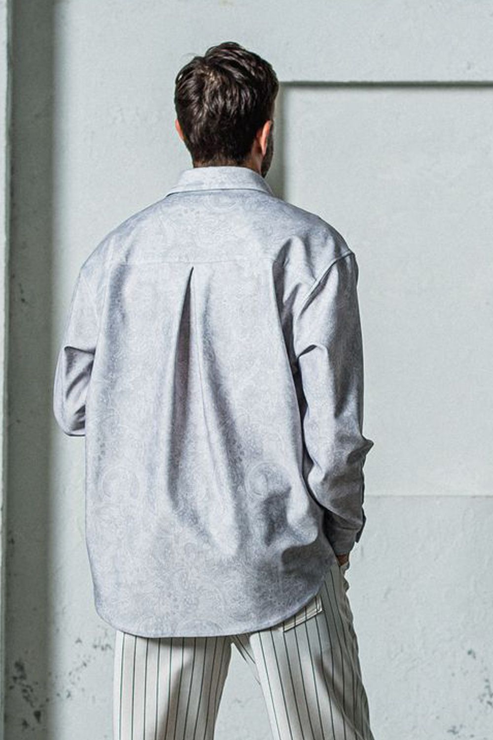 NYLON JACK SHIRTS / 高機能ナイロンマイクロファイバー ジャックシャツ ペイズリーグレー