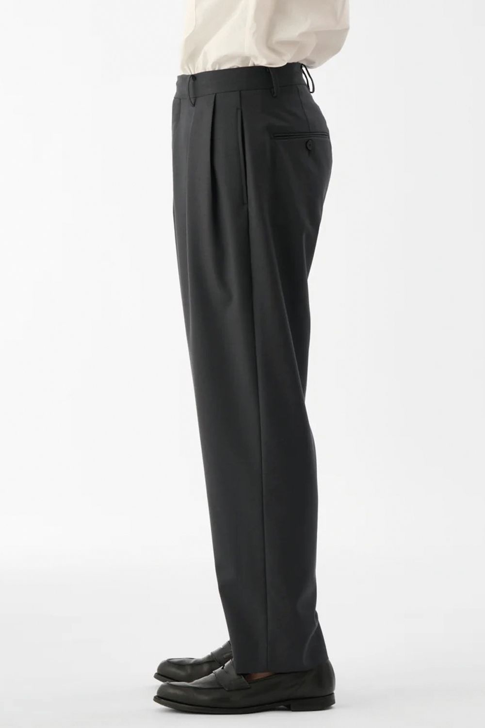 WOOL CLAMSKIN / ウール カームスキン テーパードパンツ (グレー)