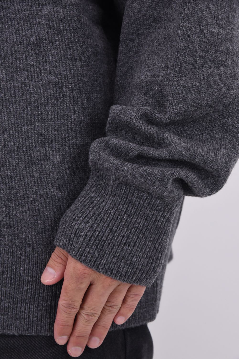 CREW NECK KNIT / ウール クルーネック ニット (グレー)
