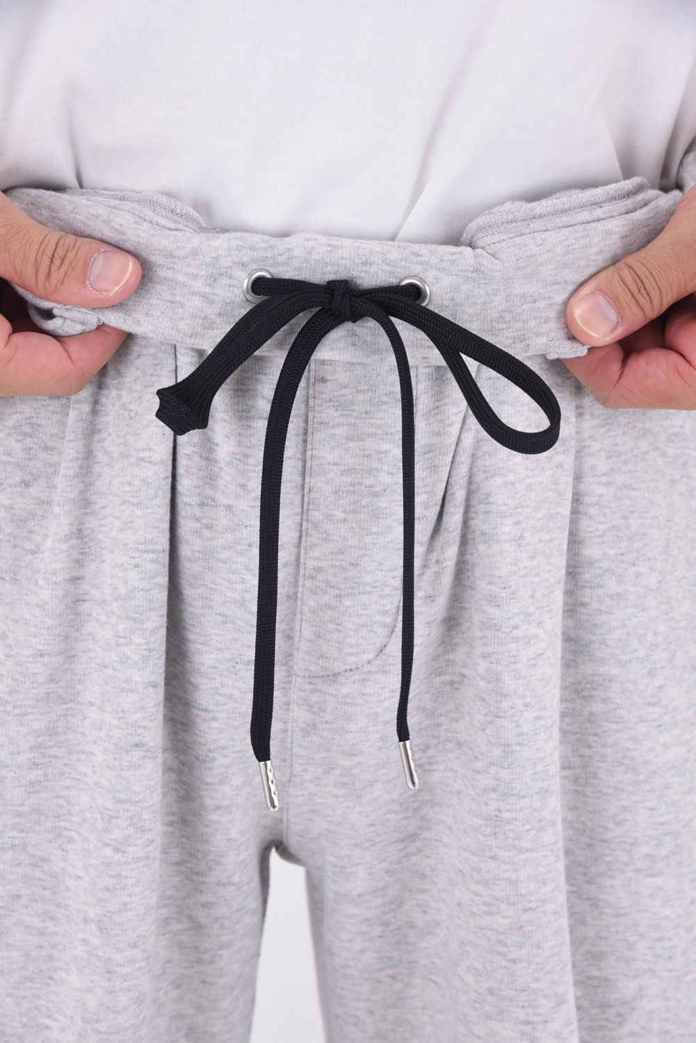 VELOURS FLEECE WIDE TUCK PANTS / 裏起毛 ベロアフリース セミワイド ワンタック イージーパンツ (グレー)