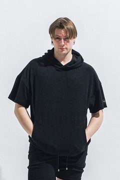 PILE HALF HOODIE / オーバーサイズ パイルフーディー （ブラック） (5月中旬入荷予定) ※オーダー締切2月15日(日)18時