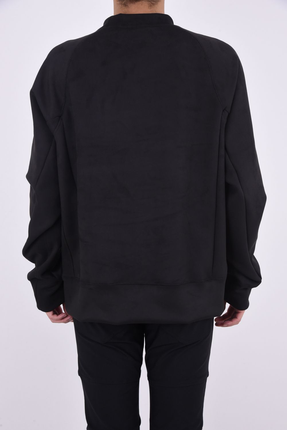 suède jersey solid trainer / スウェードジャージ モックネック トレーナー ブラック