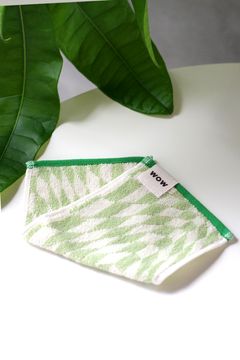 Check Mini Towel / シルク混 チェック ミニタオル (グリーン)