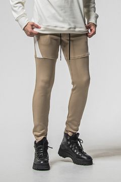 VELOURS FLEECE TYLER PANTS / ベロアフリースボア スキニータイト サイドライン イージーパンツ (ブラウン) (11月中旬入荷予定) ※オーダー締切：9月1日(月)18:00