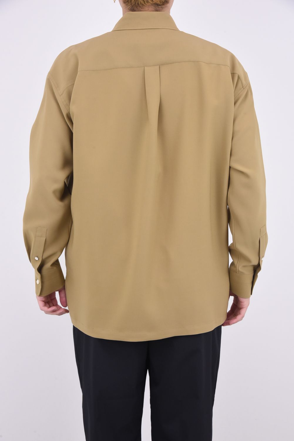 L/S BIG SHIRTS / ツイル ロゴプリント オーバーシャツ ベージュ