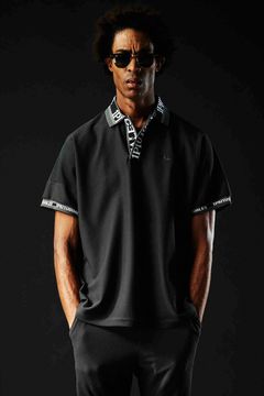 113SPORT TECHNICAL MESH WIDE POLO / テクニカル メッシュ ワイドシルエット ポロシャツ チャコール